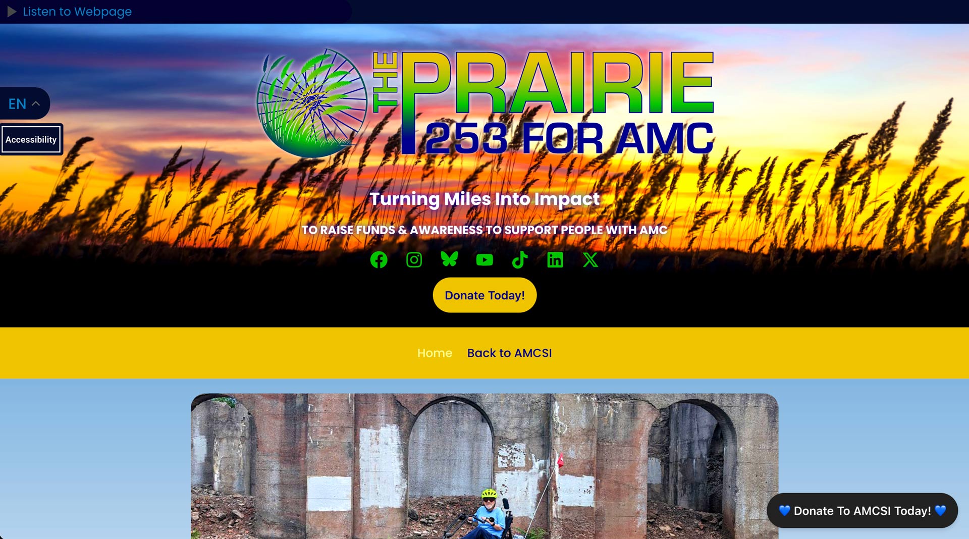 The Prairie - 253 For AMC fundraising website with Givebutter donation setup.