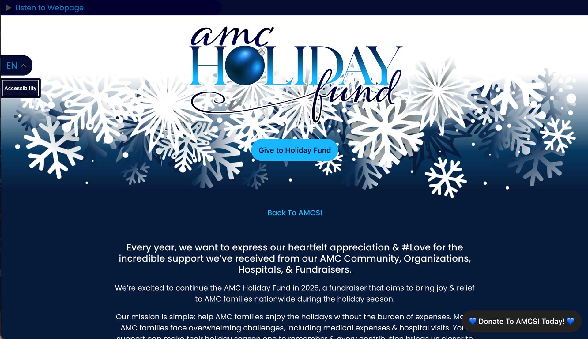 AMC Holiday Fund/Grant Website Design